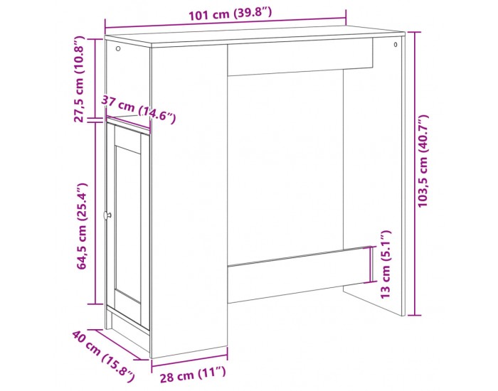 Sonata H Бар маса с рафтове дъб сонома 101x40x103,5 см инженерно дърво