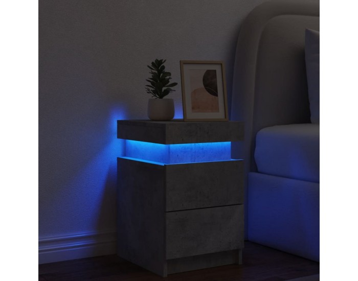 Sonata H Нощно шкафче с LED осветление, бетонно сив, 35x39x55 см