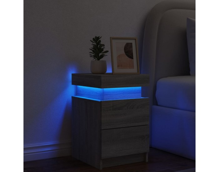 Sonata H Нощно шкафче с LED осветление, сив сонома, 35x39x55 см