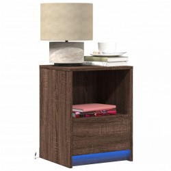 Sonata H Нощни шкафчета с LED, 2 бр, Кафяв дъб, инженерно дърво - Noptiere