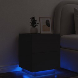 Sonata H Нощно шкафче с LED осветление, черно, инженерно дърво - Noptiere