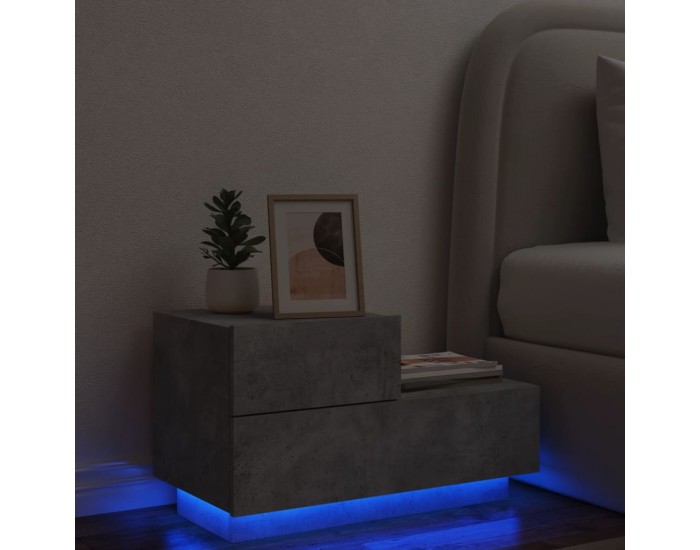 Sonata H Нощно шкафче с LED осветление, бетонно сив, 70x36x40,5 см