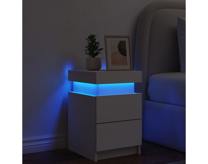 Sonata H Нощно шкафче с LED осветление, бяло, 35x39x55 см