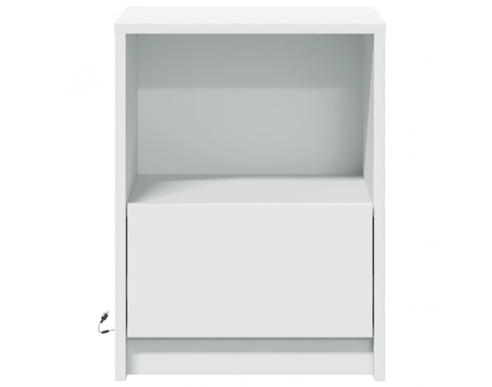 Sonata Noptiere cu lumini LED, 2 buc., alb, lemn prelucrat