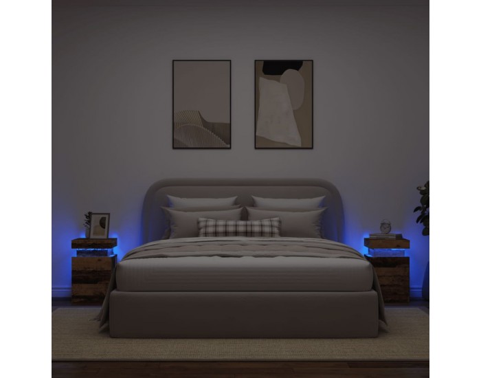 Sonata H Нощни шкафчета с LED 2 бр, 35x39x55 см, инженерно дърво