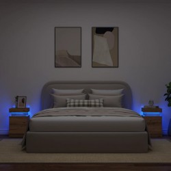 Sonata H Нощни шкафчета с LED 2 бр, 35x39x55 см, инженерно дърво - Noptiere