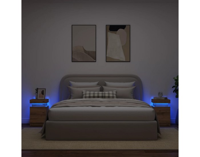 Sonata H Нощни шкафчета с LED 2 бр, 35x39x55 см, инженерно дърво
