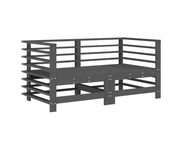 Sonata H Ъглови дивани с възглавници, 2 бр, сиви, борово дърво масив
