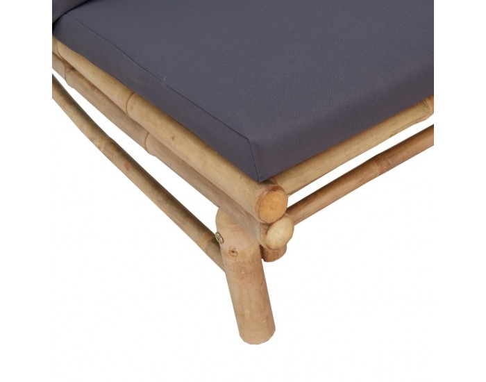 Sonata Set mobilier de grădină cu perne gri închis, 2 piese, bambus