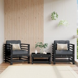 Sonata H Градински столове, 2 бр, черни, борово дърво масив - Unelte și accesorii de grădină