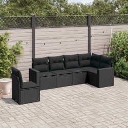Sonata Set mobilier de grădină cu perne, 6 piese, negru, poliratan