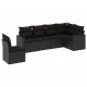 Sonata Set mobilier de grădină cu perne, 6 piese, negru, poliratan