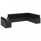 Sonata Set canapele de grădină cu perne, 10 piese, negru, poliratan