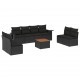 Sonata Set mobilier de grădină cu perne, 9 piese, negru, poliratan
