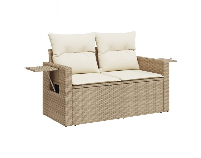 Sonata H Градински диван с възглавници, 10 части, бежов полиратан