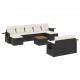 Sonata Set canapele de grădină cu perne, 10 piese, negru, poliratan