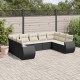 Sonata Set mobilier de grădină cu perne, 9 piese, negru, poliratan