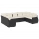 Sonata Set mobilier de grădină cu perne, 9 piese, negru, poliratan