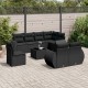 Sonata Set mobilier de grădină cu perne, 9 piese, negru, poliratan
