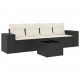 Sonata Set mobilier de grădină cu perne, 5 piese, negru, poliratan
