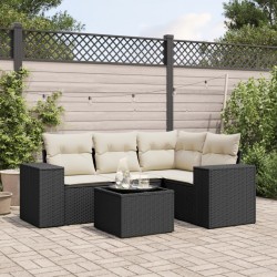Sonata Set mobilier de grădină cu perne, 5 piese, negru, poliratan
