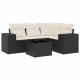 Sonata Set mobilier de grădină cu perne, 5 piese, negru, poliratan