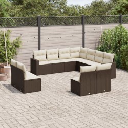 Sonata H Градински комплект диван с възглавници 11 части кафяв полиратан - Unelte și accesorii de grădină