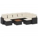 Sonata Set canapele de grădină cu perne, 10 piese, negru, poliratan