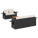 Sonata Set mobilier de grădină cu perne, 6 piese, negru, poliratan