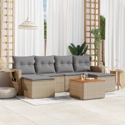 Sonata H Градински диван с възглавници, 7 части, бежов полиратан - Unelte și accesorii de grădină