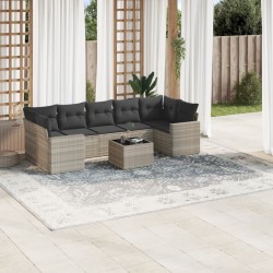 Sonata H Градински комплект с възглавници, 8 части, светлосив полиратан - Unelte și accesorii de grădină