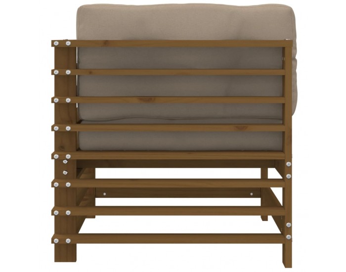Sonata H Ъглови дивани с възглавници, 2 бр, меденокафяви, бор масив