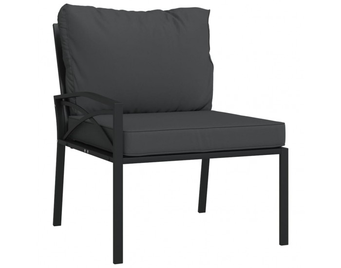 Sonata H Градински столове със сиви възглавници 2 бр 62x75x79 см стомана