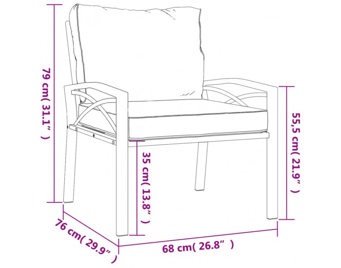 Sonata H Градински столове с пясъчни възглавници 2 бр 68x76x79см стомана