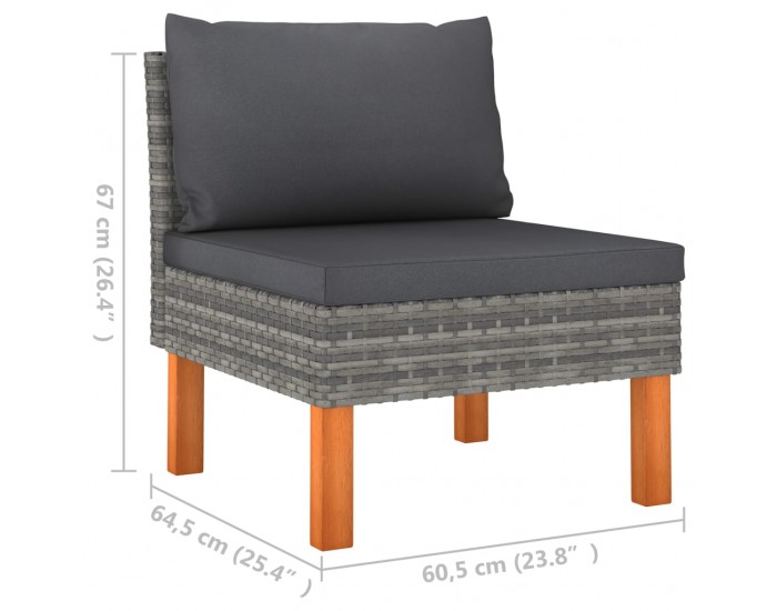Sonata H Средни дивани, 3 бр, полиратан и евкалиптово дърво масив