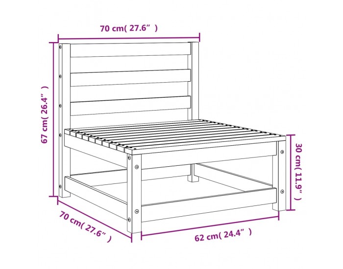 Sonata H Градинско кресло без подлакътници, восъчнокафяв, 70x70x67 см