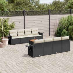 Sonata Set mobilier de grădină cu perne, 9 piese, negru, poliratan