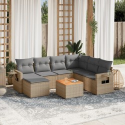Sonata Set canapele de grădină, 8 piese, cu perne, bej, poliratan