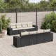 Sonata Set mobilier de grădină cu perne, 9 piese, negru, poliratan