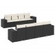 Sonata Set mobilier de grădină cu perne, 9 piese, negru, poliratan