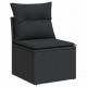 Sonata H Градински диван от 4 части с възглавници, черен, полиратан