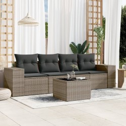 Sonata H Градински комплект с възглавници, 5 части, сив полиратан - Unelte și accesorii de grădină