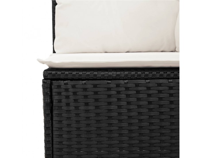 Sonata H Градински комплект диван с възглавници 7 части черен полиратан