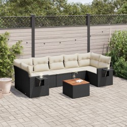 Sonata Set mobilier de grădină cu perne, 8 piese, negru, poliratan