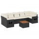 Sonata Set mobilier de grădină cu perne, 8 piese, negru, poliratan