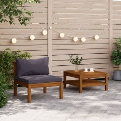 Sonata H Комплект диван от 2 части с тъмносиви възглавници акация - Unelte și accesorii de grădină