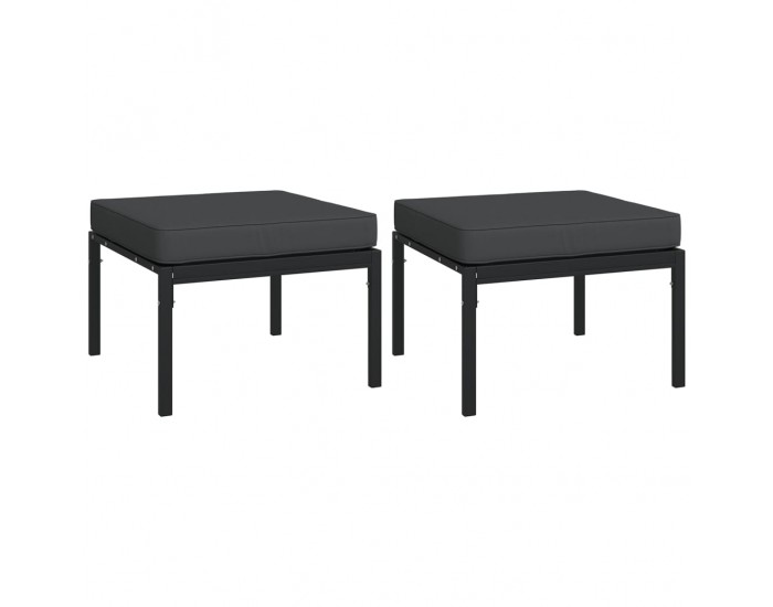 Sonata H Градински табуретки сиви възглавници 2 бр 60x60x35 см стомана