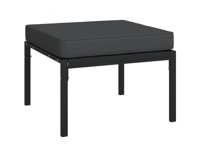 Sonata H Градински табуретки сиви възглавници 2 бр 60x60x35 см стомана