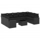 Sonata Set canapele de grădină cu perne, 10 piese, negru, poliratan