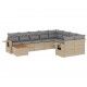 Sonata H Градински диван с възглавници, 10 части, бежов полиратан